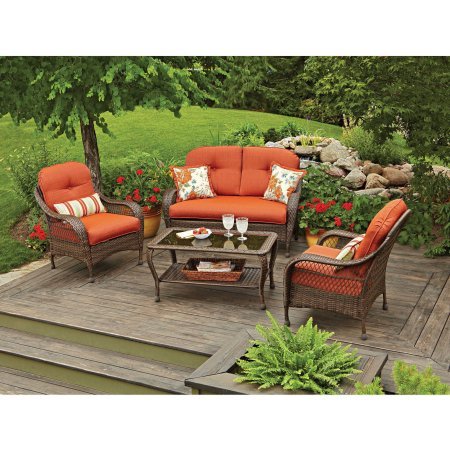 Conversation Set 4-Piece Patio 4 Seats Azalea Ridge, Burnt Orange