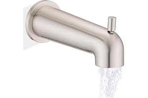 YASINU 7 Inch Slip on Bathtub Spout with Diverter, Compatible with Moen 3839/3853,Extra Long Diverter Tub Spout Fits 1/2" Copper Tube(5/8" Diameter),Brushed Nickel