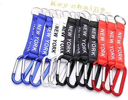 FENDISI Wholesale Carabiner Key Chain with Polyester Strap and Split Key Ring 12 Key Chains/Pack Comes with Web Strap and Circular Ring Great to Hold Keys