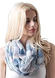 MissShorthair Women's Light Weight Colorful Painting Plaid Tartan Infinity Scarf(Navy)