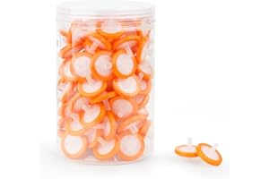 watchget Syringe Filter for Espresso/Coffee, PTFE Hydrophobic Membrane 25mm Diameter 0.45um Pore Size, Non-Sterile Lab Filtration, 100 PCS Orange