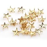 ILOVEDIY 200pcs Gold Plated Punk Star Rivet Studs 12mm DIY Leathercraft Accessories