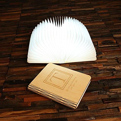 Magic Book Lamp - Wood and Paper LED Light - Add a Name and Special Message to the Front