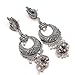 Earrings Oxidized Silver Plated Pearl Kundan Polki Ad Gemstones Traditional Jewelry 7551