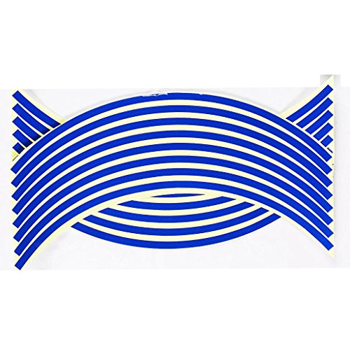 Reflective Wheel Rim Sticker Motorcycle Bike Decal Flame Tape (17 inch, Blue)