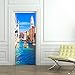 Fymural Door Wall Mural Wallpaper Stickers 30.3x78.7 Venice Canal Vinyl Removable 3D Decals