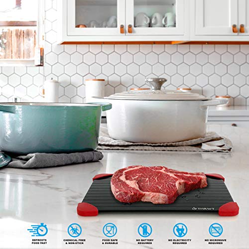 Thawt Defrosting Tray Large with Silicone Rapid Thaw Frozen Food Fast