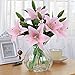 Meiwo Artificial Flowers, 5pcs Artificial Lillies with 3 Buds, Full Bloom Artificial Latex Real Touch Flowers for Home Decor, Wedding, Parties, Offices, Restaurants(Pink)