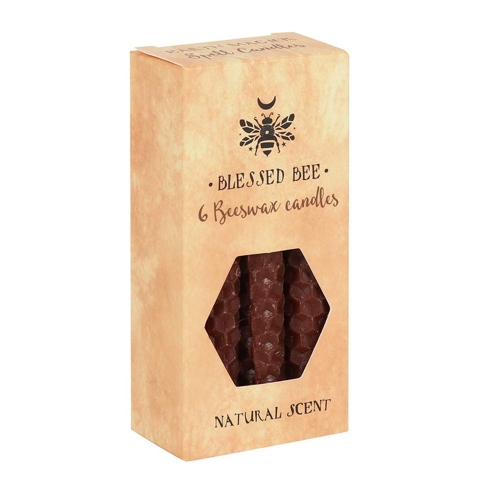 Majestic Brown Beeswax Spell Candles - 11cm x 5.5cm (Pack of 6) - Long-Lasting & Vibrant Decor, Magical Ambience – Perfect for Home & Office