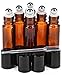 Pack of 6, 10ml Amber Glass Roll On Bottles With Stainless Steel Roller Ball for Essential Oil, Aromatherapy by Mavogel - 3 Extra Stainless Steel ball and 1 Essential Oils Swiss Key Included