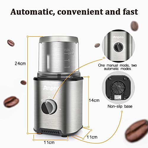 Anpro Coffee Grinder Electric 300W, Automatic Coffee Grinder with 100g