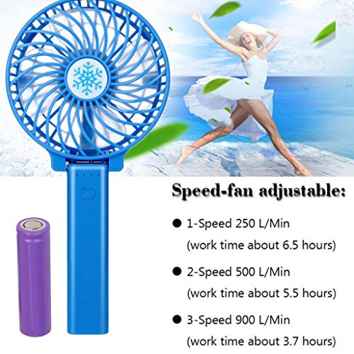 Dacawin Mini Portable Hand-held Desk Fan Cooler Cooling USB Rechargeable Air Conditioner (Blue)