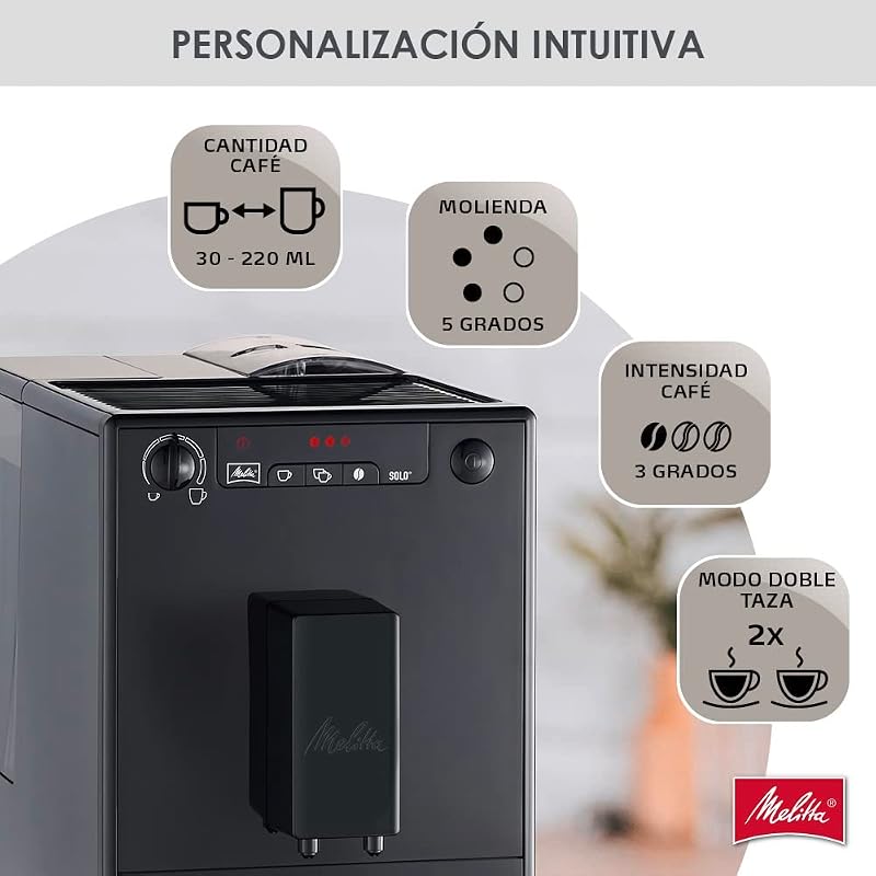 Melitta solo e950, cafeteira, 15 barras, grãos de café para expresso, limpeza automática, personalizável.