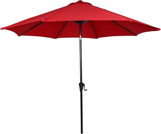 Amazon Com Ulax Furniture Sunbrella 9 Ft Outdoor Umbrella Patio Market Umbrella Aluminum With Push Button Tilt Crank Jockey Red Garden Outdoor