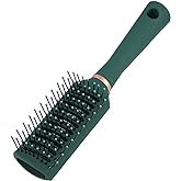 RN BEAUTY Detangling Brush Anti-Static Detangler Hair Brushes for Women Men | Blow Drying Hairbrush Nylon Bristle Pins Fashion Massage Brushes Wet or Dry All Hair Types Styling Dark Green Color (Vented)