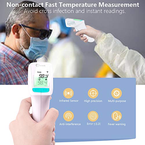 Non Contact Forehead Thermometer for Adults Baby，Infrared No Touch Digital Thermometer for Kids Infant Humans with Fever Alarm, Accuracy Instant Readings and LCD Display