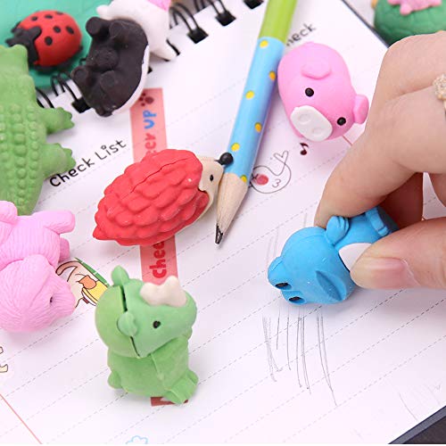 LanMa Pencil Erasers Zoo Animals Erasers NonToxic Take Apart Erasers