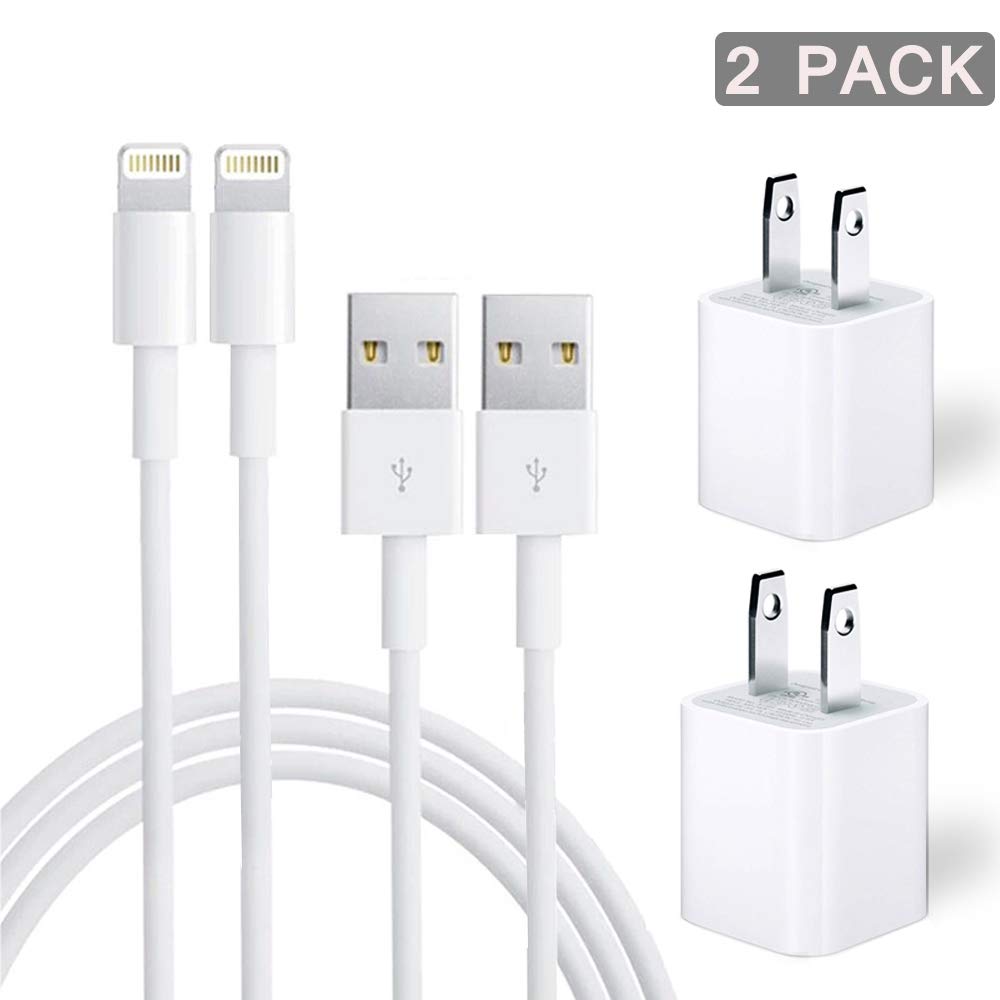 Phone Charger, 2 Sets Phone Charger Cable USB Wire Data Sync Charging Cord Compatible with iPhone X/8 Plus/7 Plus/6S/6 Plus/6S Plus/5/5S/5C/XS/XR/XS Max/Ipad/iPod-[Cool White]