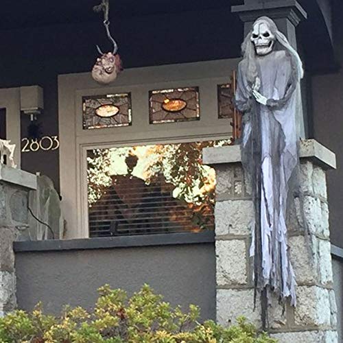 zhihu 2 PCS Extra Large Long 15 Ft.- 25 Ft. 180"-300" Creepy Super Size Giant Halloween Creepy Gray Black Purple White Cloth for Halloween Party Supplies & Decorations (300inch, Grey)