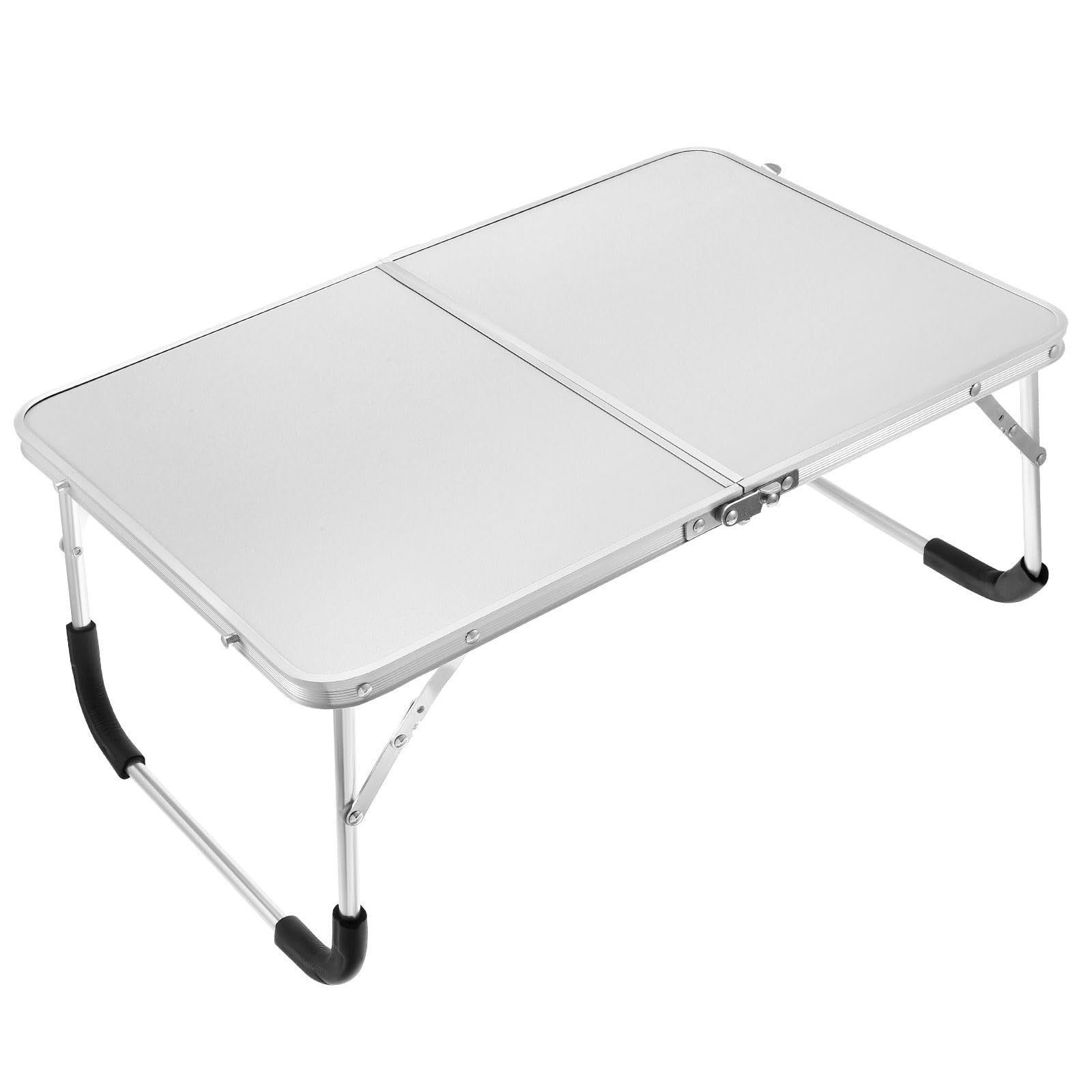 M METERXITY Foldable Laptop Table - Stand Foldable Table Portable Breakfast Tray, Apply to Hiking/Camping/Fishing (Silver Tone)
