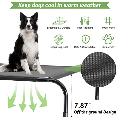 Chew Proof Elevated Dog Bed, Cooling Raised Dog Cot Beds for Large