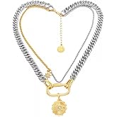 Whispering Meadows Evil Eye Sun Necklace for Women – 18K Gold Plated Two-Tone Layered Pendant, Adjustable 18” + 2” Chain, Hypoallergenic Gift