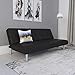 DHP Nola Futon Couch with Tufted Faux Leather Upholstery, Modern Style, Black Faux Leather