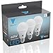 TriGlow LED Light Bulbs, 60 Watt Equivalent (9 Watt) A19 LED Bulb, Color Daylight (5000K) 800 Lumen, Non-Dimmable, 3-Pack