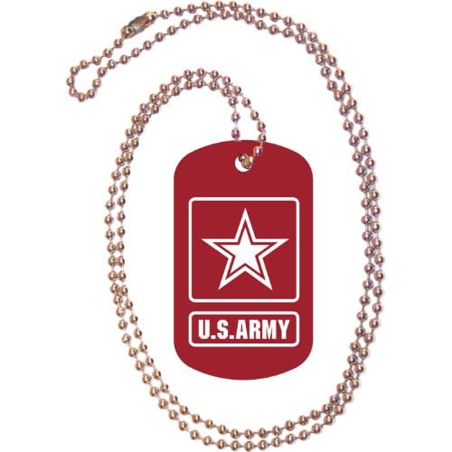 U.S. Army Logo Red Dog Tag with Neck Chain on PopScreen