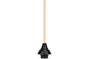 SteadMax XTS-65-PRO Heavy Duty Toilet Plunger, Commercial Grade, Powerful Double Thrust Force Rubber Cup with Wood Handle, for Clogged Bathroom, Shower, and Kitchen (22" x 5.75")