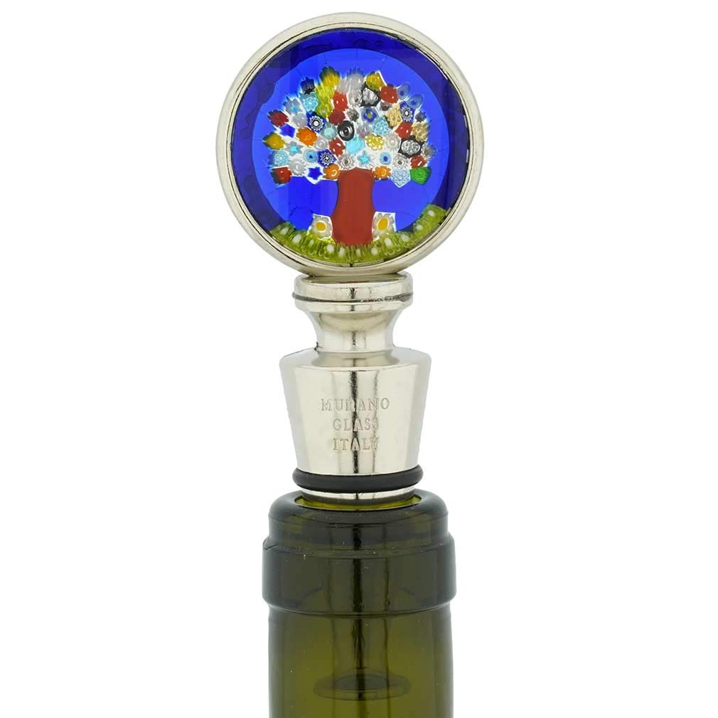 Glass Of Venice Murano Glass Millefiori Round Bottle Stopper - Tree of Life