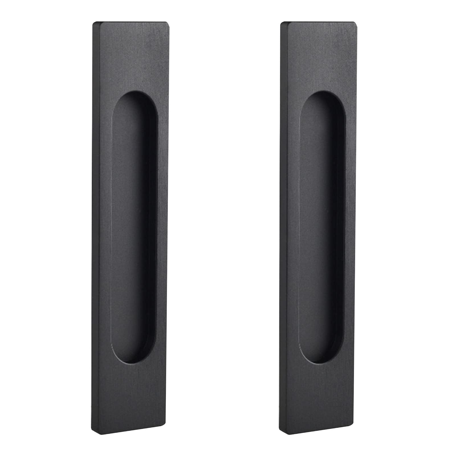 MOROBOR Self-Stick Rectangular Sliding Door Pulls, 2pcs Matte Black Aluminum Alloy Flush Pull Punch-Free Handle for Sliding Barn Door Windows Cabinets (Matte Black) — image 1