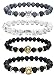 LYLYMIMI Bead Bracelets for Men Elephant Bracelet Owl Lion Leopard Jewelry Set Matte Lava Rock Stone 4 Pcs a Set (4 Pcs a Set)
