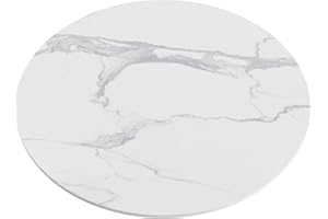 SSTBLEV Round Table Top, 23.6” White Sintered Stone Tabletop, DIY Replacement & Cover Marble Desktop, Scratch & Wear Resistant, Easy to Clean, Suitable for Indoor & Outdoor