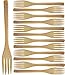 Reusable Wooden Forks 12 Piece Set For Eating - Bamboo Fork Dinning Flatware Bulk Eco Friendly Tableware - Kitchen Utensils - Small Wood Utensil For Salads Appetizers Desserts Asian Cooking & Serving