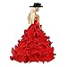 BARWA 2 Pcs Doll Dress Red Gown Dress with Hat and Blue Wedding Dress with Veil Evening Party Clothes for 11.5 Inch Girl Doll (Blue + Red)