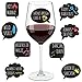 Funny Glass Drink Markers - 18 Static Clings Reusable Stickers - For Wine Tasting Party, Gift and Favors