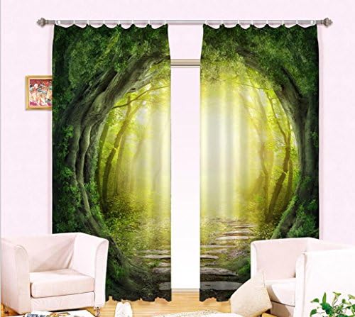 GYMNLJY curtain 3D printing forest Window curtains Home Decor Thick Insulated Blackout Window Drapes , 1 , wide 3.6x high 2.7