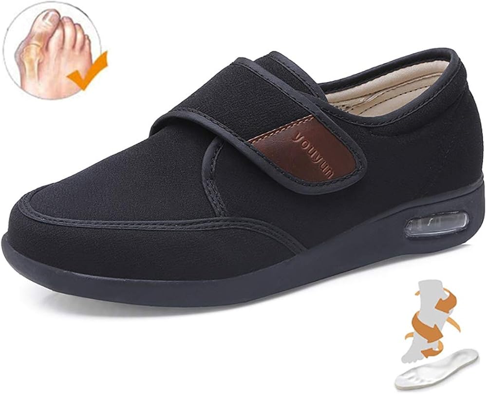 TTW Men's Edema Diabetic Shoes Adjustable Wide Fitting Air Cushion Walking Shoes Lightweight 