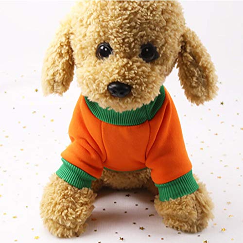YJYdada Pet Fleece, Halloween Pet Puppy Orange Pumpkin Sweatshirts Dog Clothes Costume (XS) - Thumbnail 3