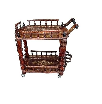 Desi Karigar Handcrafted Service Trolley in Sheesham Wood
