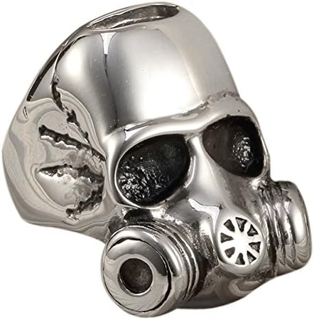 Toxic Chemical Gas Mask Stainless Steel Skull Mask Fancy Biker Rocker Ring
