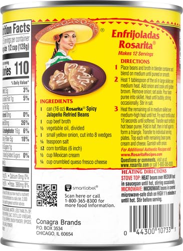 ROSARITA SPICY JALAPEÑO REFRIED BEANS, 16 OZ