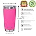 CHILLOUT LIFE 20 oz Stainless Steel Tumbler with Lid - Double Wall Vacuum Insulated Coffee Mug with Splash Proof Lid and Straw for Hot & Cold Drinks, Pink Tumbler