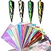 16PCS Holographic Fire Flame Nail Art Stickers Reflections Strip Tape Design Decals DIY Nail Art Decoration (Multicolor)