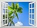 wall26 Removable Wall Sticker/Wall Mural - Tropical Landscape of Two Palm Trees in The Blue Sunny Sky | Creative Window View Home Decor/Wall Decor - 36
