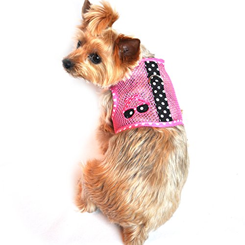 Doggie Design Cool Mesh Dog Harness Under the Sea Collection - Sunglasses Pink and Black (L)