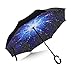 Kcounbrella Double Layer Inverted Waterproof Straight Umbrella, Self-Standing and C-Shape Handle for Hands-Free , the Best Magic Reverse Folding Umbrella (Star)