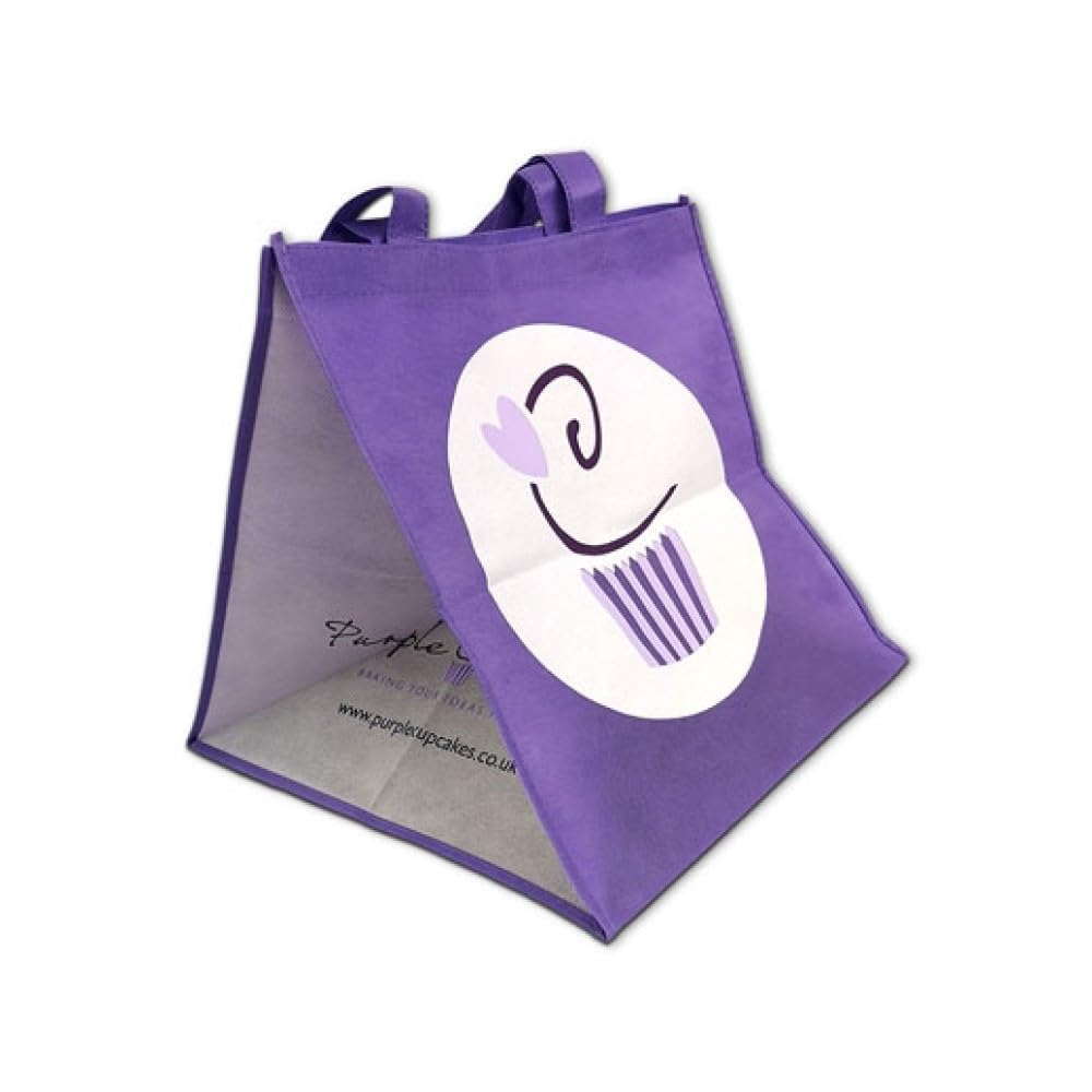 Purple Cupcakes Cake & Cupcake Carrying Bag with Base - Ideal for carrying 12" Cakes or 4 boxes of 12 Cupcakes