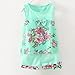 2PCS Toddler Baby Girl Floral Bowknot Vest+Shorts Kids Summer Clothes Outfit Set Green